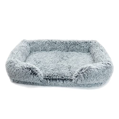 MISSMAO Orthopädisches Hundebett Hundesofa - Mit abziehbarem Bezug - Flauschiges Hundekissen weiche Haustier Matten waschbar für Hunde und Katzen,Grau,L(75x50x14cm) von MISSMAO