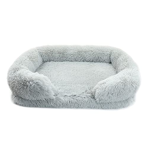 MISSMAO Orthopädisches Hundebett Hundesofa - Mit abziehbarem Bezug - Flauschiges Hundekissen weiche Haustier Matten waschbar für Hunde und Katzen,Grau1,L(75x50x14cm) von MISSMAO