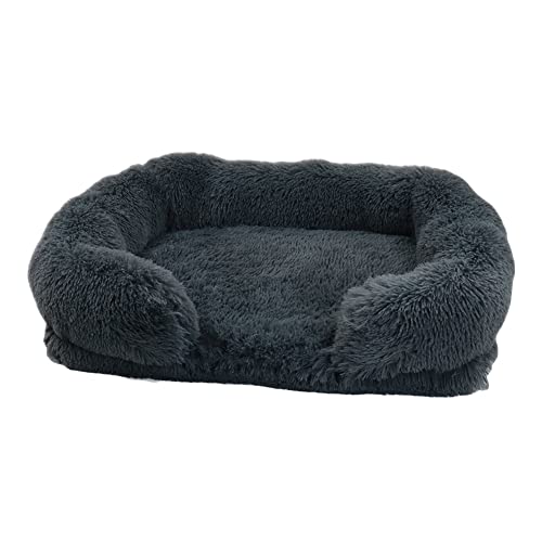 MISSMAO Orthopädisches Hundebett Hundesofa - Mit abziehbarem Bezug - Flauschiges Hundekissen weiche Haustier Matten waschbar für Hunde und Katzen,Grau2,L(75x50x14cm) von MISSMAO
