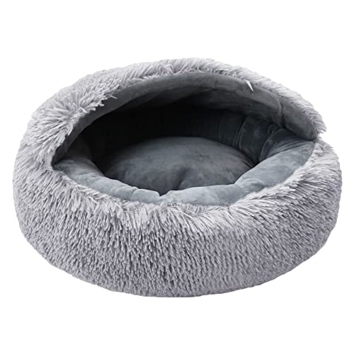 MISSMAO Rundes Katzenbett Tierbett Hundebett, Haustierbett Waschbar Warmes Kissen Flauschig Hundesofa Katzensofa rutschfest für kleine Katzen und Welpen,Grau1,One Size(50x50x18cm) von MISSMAO