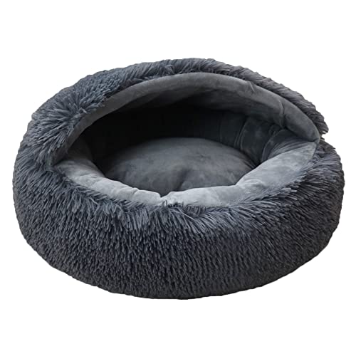 MISSMAO Rundes Katzenbett Tierbett Hundebett, Haustierbett Waschbar Warmes Kissen Flauschig Hundesofa Katzensofa rutschfest für kleine Katzen und Welpen,Grau2,One Size(50x50x18cm) von MISSMAO