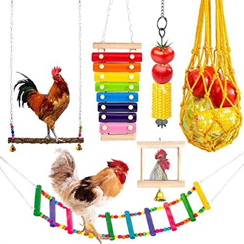 6 Stück Huhn-Spielzeug, helle Farbe, Schaukel, Leiter, große Sitzstange, Spiegel, Spielzeug, Musikspielzeug, Gemüse, Aufhänger, Obst-Futterspender, Papageien, Spiegel, Musikspielzeug, Vögel, 6 Stück Huhn-Spielzeug, helle Farbe, Schaukel, Leiter, große Sitzstange, Spiegel, Spielzeug, Musikspielzeug, Gemüse, Aufhänger, Obst-Futterspender, Papageien, Spiegel, Musikspielzeug, Vögel, von MISUVRSE