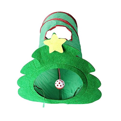 Katzenspielzeug Weihnachtsbaum Tunnel Tube Zusammenklappbar Frühling Kaninchen Spielzeug Weihnachtsbaum Indoor Spielzeug Zusammenklappbarer Tunnel Katzentraining Werkzeug von MISUVRSE