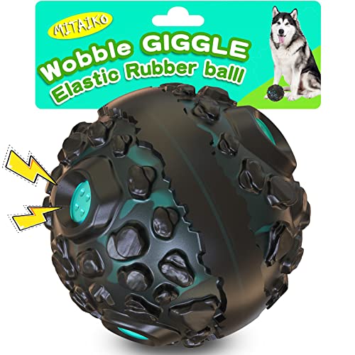 MITAIKO Hundespielzeug-Ball für Aggressive Kauer, interaktiver Apportier-Hundeball mit lustigem quietschendem Wackelgeräusch, langlebig für kleine, mittelgroße und große Hunde, ungiftiges Gummi, von MITAIKO