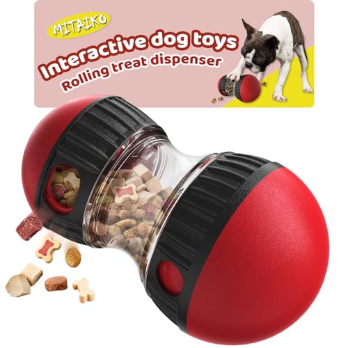 MITAIKO Interaktives Hundespielzeug, um sie zu beschäftigen, Hundeleckerli-Puzzle-Anreicherungsspielzeug, lustiges Rollen und Jagen für geistige Stimulation, verstellbarer Puzzle-Futterspender für von MITAIKO