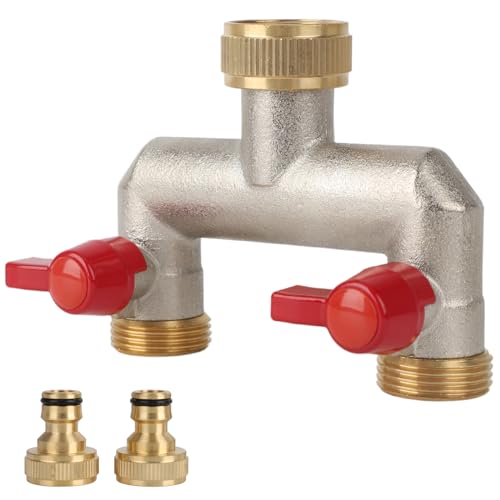 Verteiler 3/4" aus vernickeltem Messing für 2 Geräte, 2-Wege Wasserverteiler, Garten Wasserverteiler mit 2 leckagefreien Kugelhähnen, Kugelhahn zum Einstellen und Absperren des Wasserflusses Verteiler 3/4" aus vernickeltem Messing für 2 Geräte, 2-Wege Wasserverteiler, Garten Wasserverteiler mit 2 leckagefreien Kugelhähnen, Kugelhahn zum Einstellen und Absperren des Wasserflusses von MIUUIPI