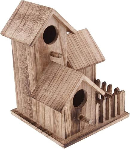 Vogelhaus Box Habitat Roosting Pocket,Exclusive Wooden Bird Table House Bird Feeder Feeding House Station - Wood,2 von MIVALO