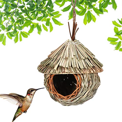 Vogelhaus-Vogelhaus-Kiste, handgewebtes Vogelhaus, Mini-Vogelhaus, hängende Holz-Vogelbox, Igelhaus, manuelles Gewebe für die Anwendung im Garten, im Freien, Heimdekoration von MIVALO