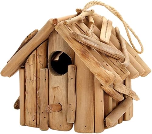 Vogelhaus-Vogelhaus-Vogelhaus-Vogelhaus, Holz, zum Aufhängen, abgeschrägtes Dach, Vogelnest, Vogelkäfig, Anhänger, Ornament für Garten, Hof, Geschäft, Dekoration von MIVALO