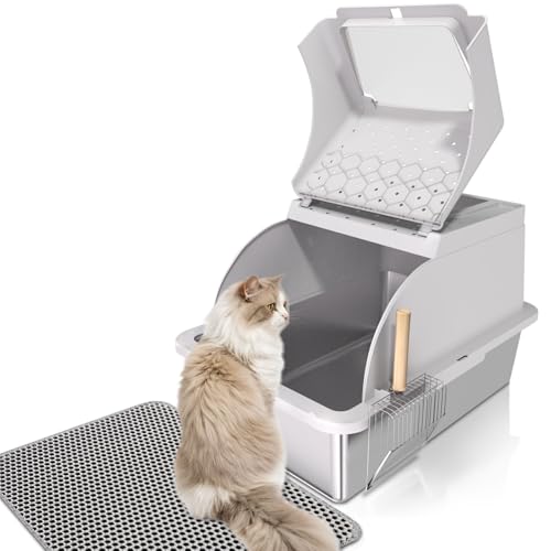 MIWOOYY 180° Flip Top Edelstahl Katzentoilette mit Deckel, XL Front Top Dual Enclosed Litter Box, Entry Steel Extra Große Katzentoilette mit Fangmatte & Metallschaufel MIWOOYY 180° Flip Top Edelstahl Katzentoilette mit Deckel, XL Front Top Dual Enclosed Litter Box, Entry Steel Extra Große Katzentoilette mit Fangmatte & Metallschaufel von MIWOOYY