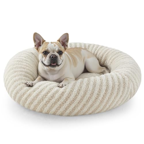 MIXJOY Beruhigendes Hundebett, Donut-Hundebett, Anti-Angst, 76,2 cm, rutschfest, flauschig, Plüsch-Kunstfell, rund, für Hunde und Katzen, passend für Haustiere bis zu 18 kg, Weiß MIXJOY Beruhigendes Hundebett, Donut-Hundebett, Anti-Angst, 76,2 cm, rutschfest, flauschig, Plüsch-Kunstfell, rund, für Hunde und Katzen, passend für Haustiere bis zu 18 kg, Weiß von MIXJOY