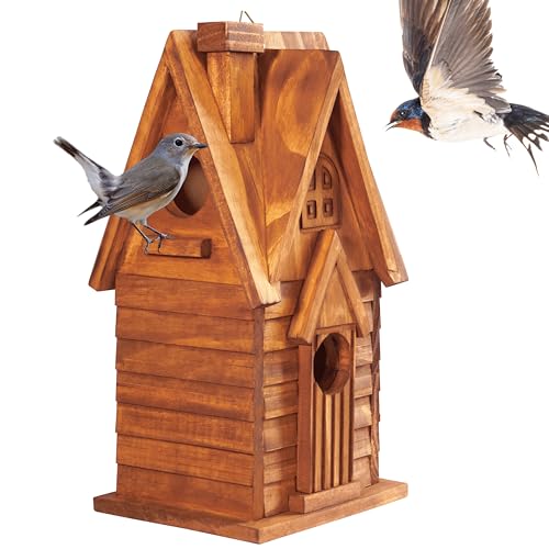 MIXUMON Vogelhäuser für draußen, 2 Vogelhaus-Zimmer für 2 Vogelfamilien Bluebird Finken Kardinäle Hängendes Vogelhaus für Garten (Stil 11) von MIXUMON