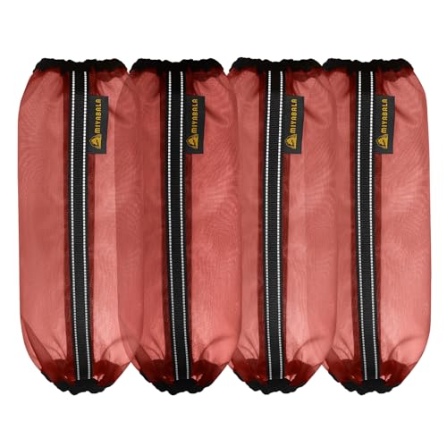 MIYABALA Fliegenstiefel für Pferde, Universalgröße, feines Netzgewebe, Fliegengamaschen für Pferde mit Fleece-Besatz und reflektierendem Gurtband, 4 Stück, Orange von MIYABALA