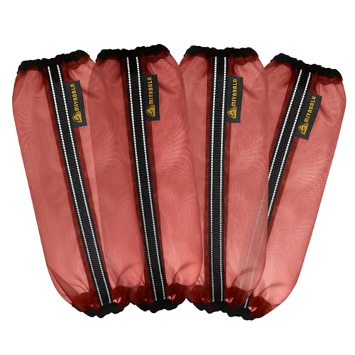MIYABALA Fliegenstiefel für Pferde, Universalgröße, feines Netzgewebe, mit integrierter Metallstütze, Fliegengamaschen für Pferde mit Fleece-Besatz und reflektierendem Gurtband, Orange, 4 Stück von MIYABALA