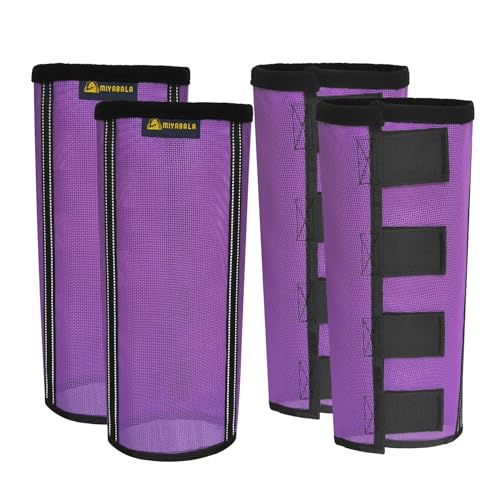 MIYABALA Fliegenstiefel für Pferde, extra robuste Netz-Fliegenstiefel mit 2 integrierten Metallstützen, atmungsaktive Fliegengamaschen für Pferde mit Fleece-Besatz und reflektierendem Gurtband, Lila MIYABALA Fliegenstiefel für Pferde, extra robuste Netz-Fliegenstiefel mit 2 integrierten Metallstützen, atmungsaktive Fliegengamaschen für Pferde mit Fleece-Besatz und reflektierendem Gurtband, Lila von MIYABALA