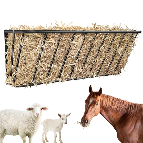 MIYABALA Heu-Futterstation für Pferde, 90 cm lang, mit 20 Gallonen großem Fassungsvermögen, robuster Stahl zur Wandmontage, Heu-Futterstation für Pferde, Ziegen, Schafe im Stall und auf dem Bauernhof von MIYABALA