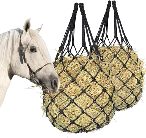MIYABALA Heunetz für Pferde, langsames Füttern, Heusack für Pferde, Ziegen, Schafe, hängende Heu-Futterstation für Pferde, stabiler Stall, Paddock-Spielzeug, 2 Stück MIYABALA Heunetz für Pferde, langsames Füttern, Heusack für Pferde, Ziegen, Schafe, hängende Heu-Futterstation für Pferde, stabiler Stall, Paddock-Spielzeug, 2 Stück von MIYABALA