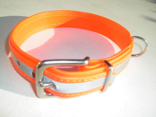 MJH Beta Biothane Halsung Berta 25mm breit orange Reflex auf orange verstellbar alle 2cm (50-56cm) von MJH