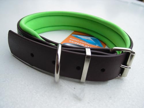 MJH Biothane Halsband vernäht 25mm breit mit Neopren unterlegt & verstellbar (30-36cm, schwarz/schwarz) von MJH