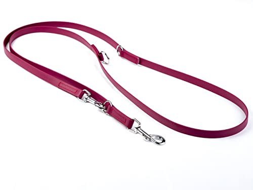 MJH Führleine Umhängeleine BETA-BioThane 3-Fach verstellbar 2,30m lang & 9mm breit für Hunde bis ca. 12kg (grau) von MJH