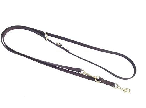 MJH Führleine Umhängeleine SUPER Heavy BioThane 3-Fach verstellbar 2,30m lang & 19mm breit für Hunde ca. 80kg (braun) von MJH