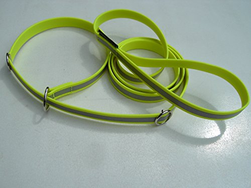 MJH Moxon, Retriever Leine Beta BioThane vernäht 16mm breit, 5m lang mit Handschlaufe (gelb Reflex) von MJH