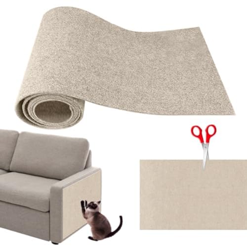 Kratzmatte Selbstklebend - Langlebiger Sofaschoner, Wandkratzpad, DIY Kletterkratzer für Katzen, Wiederverwendbarer Möbelschutz (Khaki, L) von MJLOMJ