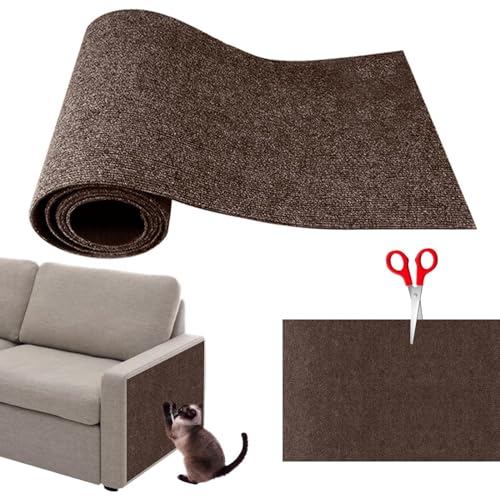 Kratzmatte Selbstklebend - Langlebiger Sofaschoner Wandkratzer Pad DIY Kletterkratzer für Katzen Wiederverwendbarer Möbelschutz (Braun, L) von MJLOMJ