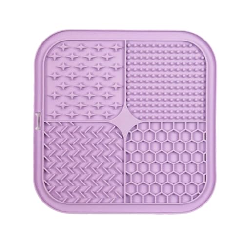 Licky Mats für Hunde - Slow Feeder Silikon Leckmatte mit Saugnäpfen, Anti-Ersticken Puzzle Licker für Angstlinderung, leicht zu reinigendes Hunde-Leckpad (Lila) von MJLOMJ
