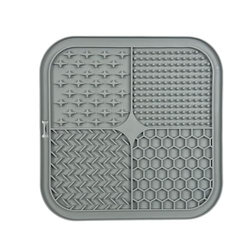 Licky Mats für Hunde - Slow Feeder Silikon Leckmatte mit Saugnäpfen, Anti-Erstickungs-Puzzle-Lecker für Angstlinderung, leicht zu reinigendes Hunde-Leckpad (Grau) von MJLOMJ