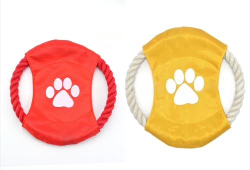 MJLOMJ 2 Stück unzerstörbares Hunde-Frisbee-Spielzeug – schwimmendes Wasser- und Outdoor-Fortierspielzeug für große Hunde, langlebiges kaufestes Seil-Trainingsscheibe für Kauer (Strand, Gartengebrauch MJLOMJ 2 Stück unzerstörbares Hunde-Frisbee-Spielzeug – schwimmendes Wasser- und Outdoor-Fortierspielzeug für große Hunde, langlebiges kaufestes Seil-Trainingsscheibe für Kauer (Strand, Gartengebrauch von MJLOMJ