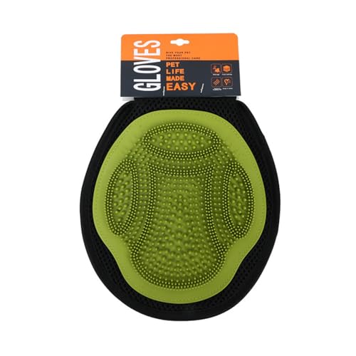 MJLOMJ Fellpflege-Handschuhe für Hunde und Katzen, 2-in-1 Badebürste und Haarentfernungshandschuhe, weiche Silikon-Massagehandschuhe zum Waschen, Ausfallen und Reinigen von Haustieren (Grün) von MJLOMJ