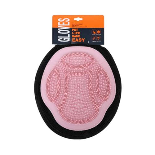 MJLOMJ Fellpflege-Handschuhe für Hunde und Katzen, 2-in-1 Badebürste und Haarentfernungshandschuhe, weiche Silikon-Massagehandschuhe zum Waschen, Ausfallen und Reinigen von Haustieren (Rosa) von MJLOMJ