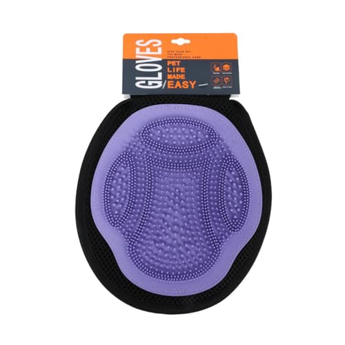 MJLOMJ Fellpflege-Handschuhe für Hunde und Katzen, 2-in-1 Badebürste und Haarentfernungshandschuhe, weiche Silikon-Massagehandschuhe zum Waschen, Ausfallen und Reinigen von Haustieren (lila) von MJLOMJ
