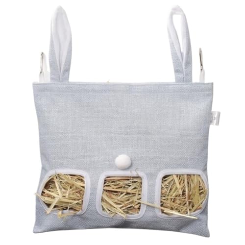 MJLOMJ Heusack zum Aufhängen für Kaninchen & Meerschweinchen - Kaufestes Heu-Futterhaus mit robustem Design - Platzsparender Kaninchen-Heu Halter für Käfig oder Stall (Blau, L) von MJLOMJ