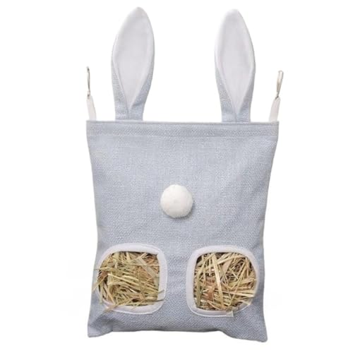 MJLOMJ Heusack zum Aufhängen für Kaninchen und Meerschweinchen - Kaufestes Heu-Futterspender mit robustem Design - Platzsparender Kaninchen-Heu Halter für Käfig oder Stall (Blau, S) von MJLOMJ