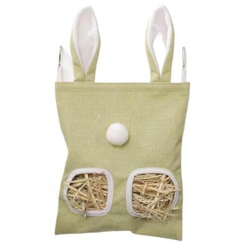MJLOMJ Heusack zum Aufhängen für Kaninchen und Meerschweinchen - Kaufestes Heu-Futterspender mit robustem Design - Platzsparender Kaninchen-Heu Halter für Käfig oder Stall (Grün, S) von MJLOMJ