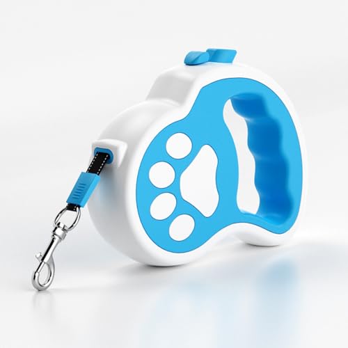 Premium einziehbare Hundeleine für kleine und mittelgroße Hunde – leichte, ausziehbare Leine mit 5 m langem Kabel, bequemer Griff und Verriegelungssystem – perfekt für Spaziergänge und Training (weiß) von MJLOMJ