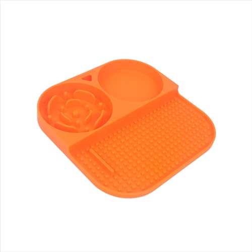 Verbesserte Leckmatte für Hunde – langsames Füttern, energiesparend, rutschfeste Saugnapf-Basis für stabiles Fressen (Orange) von MJLOMJ
