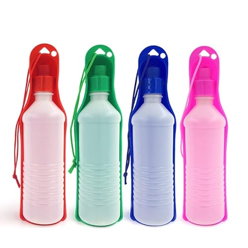 MJUHNHH Haustierwasserflasche, Hundewasserflasche Tragbare Wasserspender for kleine Hundekatze, 1/4 stücke Haustier Drink Cup for Gehen Wandern Wanderung (Color : 4color, Size : 250ml) von MJUHNHH