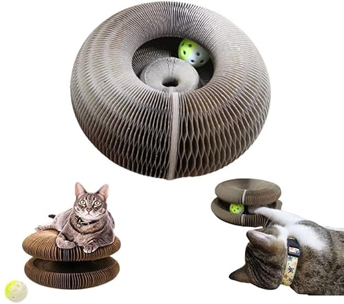 MJUHNHH Magic Organ Kratzbrett für Katzen, mit Spielzeugglocke, 2-in-1, zum Krallenschleifen und Spielen, faltbar, praktisch, langlebig, recycelbar von MJUHNHH