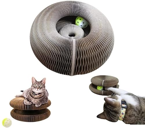 MJUHNHH Magic Organ Kratzbrett für Katzen, mit Spielzeugglocke, 2-in-1, zum Krallenschleifen und Spielen, faltbar, praktisch, langlebig, recycelbar von MJUHNHH