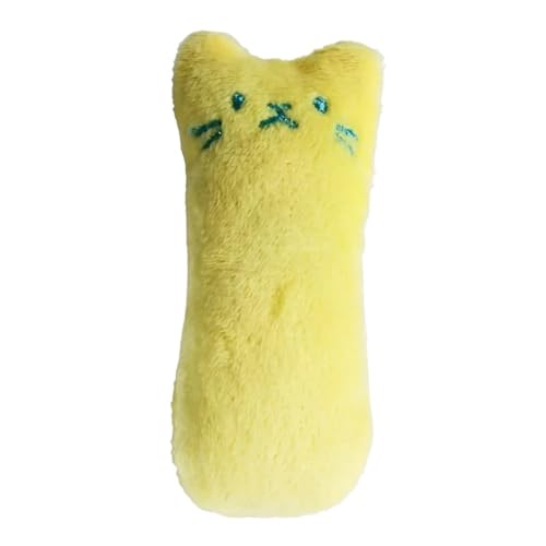 MKEMQXBEP Katzenspielzeug, Haustier-Plüsch, Katzenminze, Ausdruck, Daumenspielzeug, inklusive Ton, Papier, Kauen, Zahnen, Zahnen(Yellow 1PC,4X9CM) von MKEMQXBEP