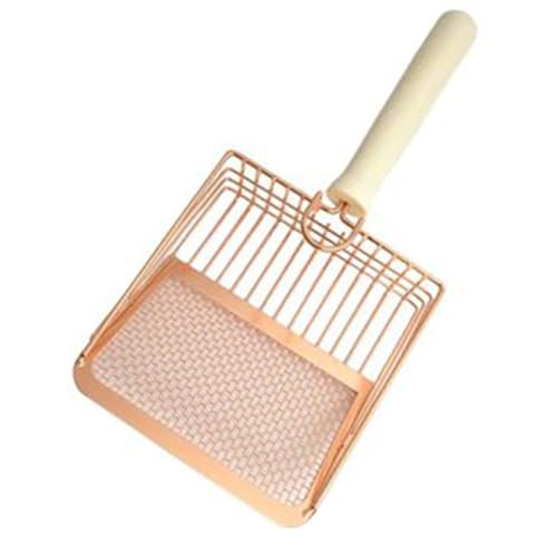 MKEMQXBEP Katzenstreu Schaufel Edelstahl Holzgriff Kätzchen Streu Schaufel Katzen Toilette Reinigungswerkzeuge(Rose Gold 1PC) von MKEMQXBEP