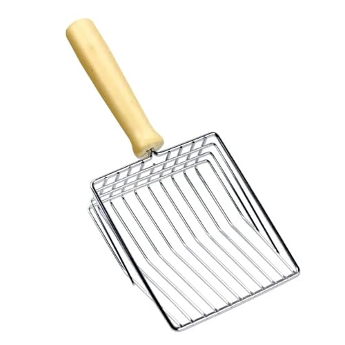 MKEMQXBEP Katzenstreu Schaufel Holzgriff mit Haken Edelstahl Sieben Kätzchen Reinigungswerkzeug Haustier Produkte(S1 1pc) von MKEMQXBEP