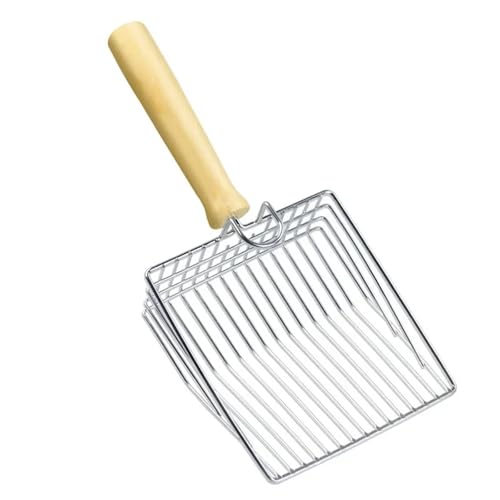 MKEMQXBEP Katzenstreu Schaufel Holzgriff mit Haken Edelstahl Sieben Kätzchen Reinigungswerkzeug Haustier Produkte(S2 1pc) von MKEMQXBEP