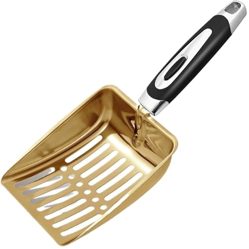 MKEMQXBEP Katzenstreuschaufel aus Edelstahl, Metallgitter-Schaufel, geeignet for Katzenstreu(Golden-1PC) von MKEMQXBEP