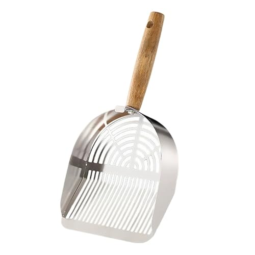 MKEMQXBEP Katzenstreuschaufel aus Stahl mit langem Griff, Reinigungswerkzeug for Tierabfälle, for Katzentoiletten, Katzenbedarf(Stainless Steel A 1pc) von MKEMQXBEP