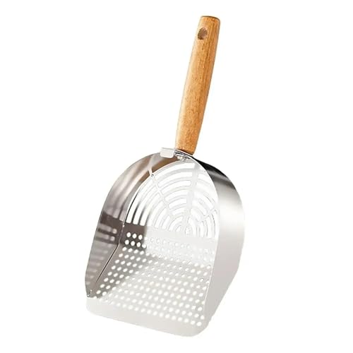 MKEMQXBEP Katzenstreuschaufel aus Stahl mit langem Griff, Reinigungswerkzeug for Tierabfälle, for Katzentoiletten, Katzenbedarf(Stainless Steel B 1pc) von MKEMQXBEP