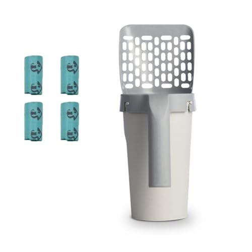 MKEMQXBEP Mit Müllsack Katzenstreuschaufel Hohlplastik Katzenstreuschaufel Filter Abnehmbar Große Kapazität(with 4 Roll Bag 1set) von MKEMQXBEP